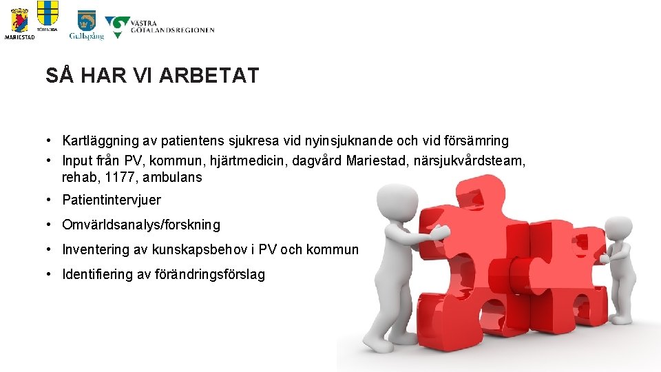 SÅ HAR VI ARBETAT • Kartläggning av patientens sjukresa vid nyinsjuknande och vid försämring