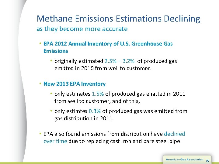 Methane Emissions Estimations Declining as they become more accurate • EPA 2012 Annual Inventory