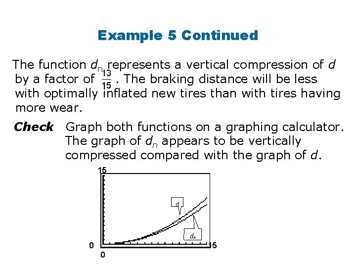 Example 5 Continued The function dn represents a vertical compression of d by a