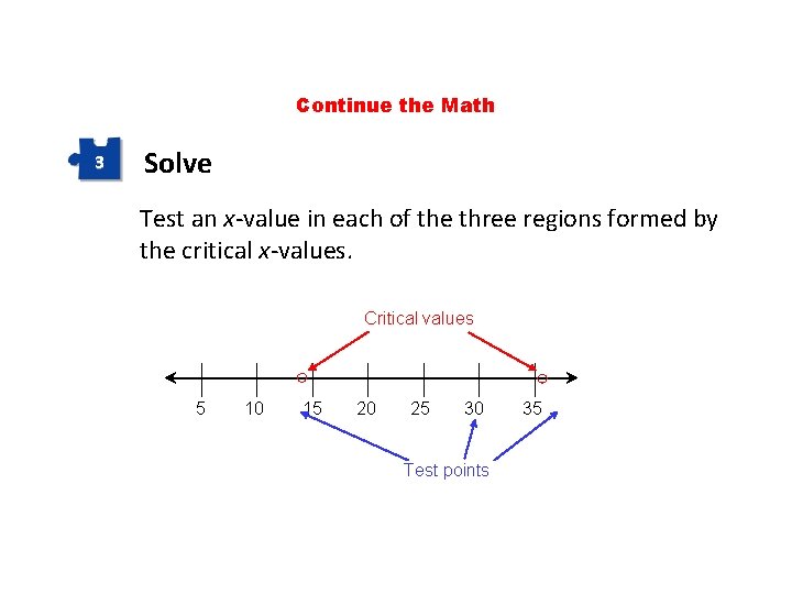 Continue the Math 3 Solve Test an x-value in each of the three regions