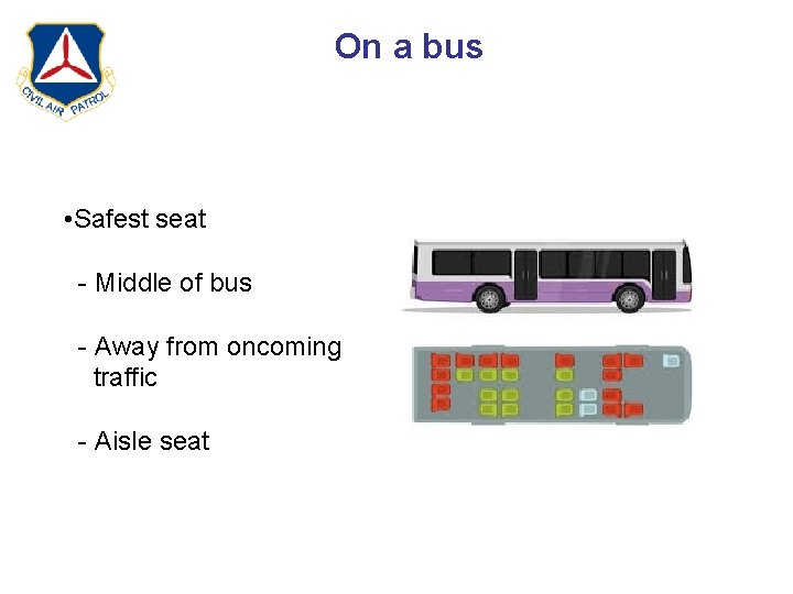 On a bus • Safest seat - Middle of bus - Away from oncoming