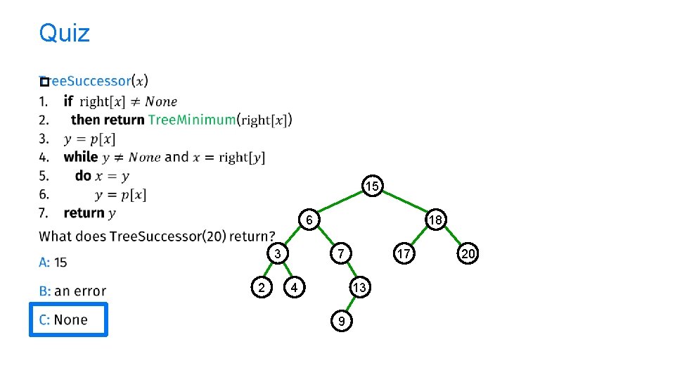 Quiz p 15 6 7 3 2 18 4 17 13 9 20 