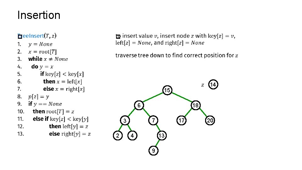 Insertion p p 14 15 6 7 3 2 18 4 17 13 9