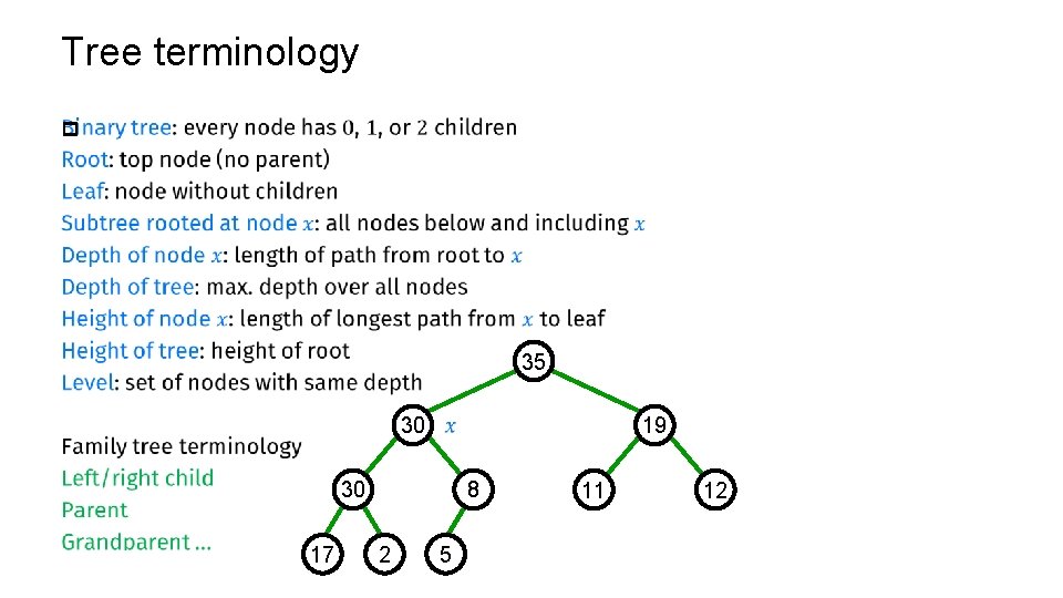 Tree terminology p 35 30 19 30 17 8 2 5 11 12 