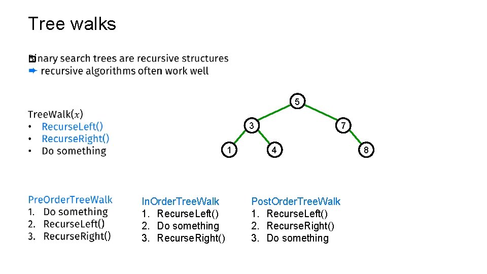Tree walks p 5 3 1 In. Order. Tree. Walk 1. Recurse. Left() 2.