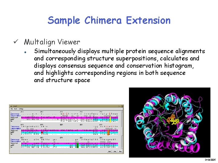 Sample Chimera Extension ü Multalign Viewer Simultaneously displays multiple protein sequence alignments and corresponding