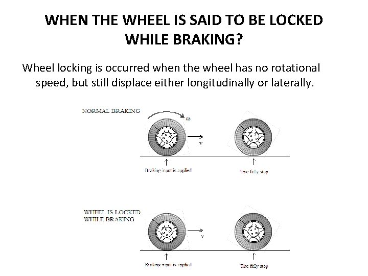 WHEN THE WHEEL IS SAID TO BE LOCKED WHILE BRAKING? Wheel locking is occurred