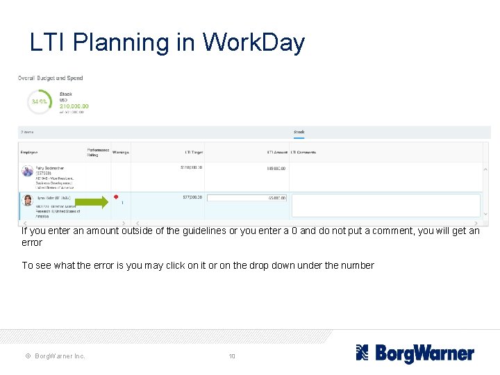 LTI Planning in Work. Day If you enter an amount outside of the guidelines
