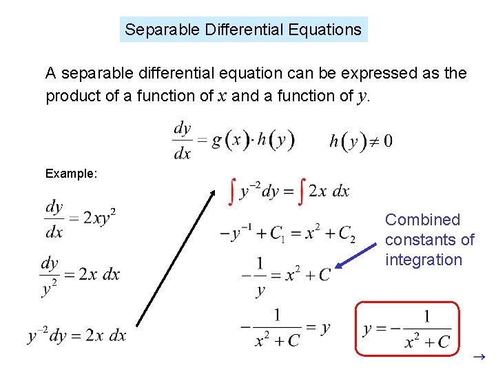 Separable Differential Equations A separable differential equation can be expressed as the product of