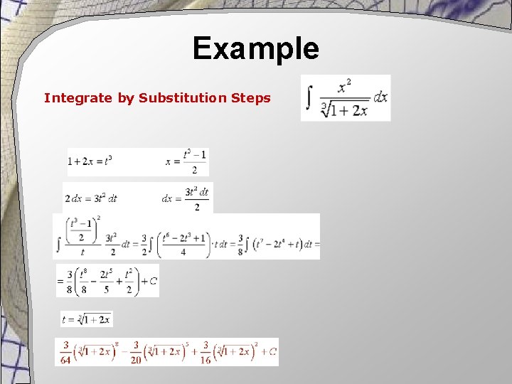 Example Integrate by Substitution Steps 