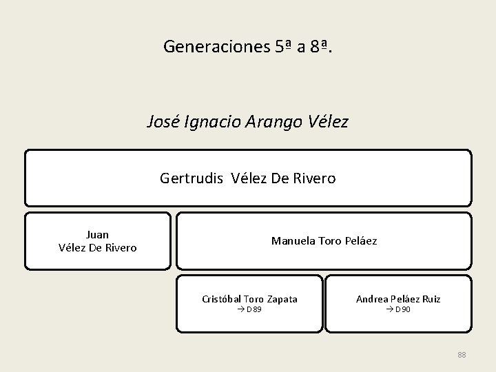 Generaciones 5ª a 8ª. José Ignacio Arango Vélez Gertrudis Vélez De Rivero Juan Vélez