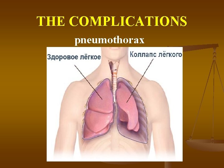 THE COMPLICATIONS pneumothorax 