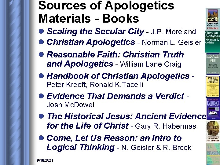 Sources of Apologetics Materials - Books l Scaling the Secular City - J. P.