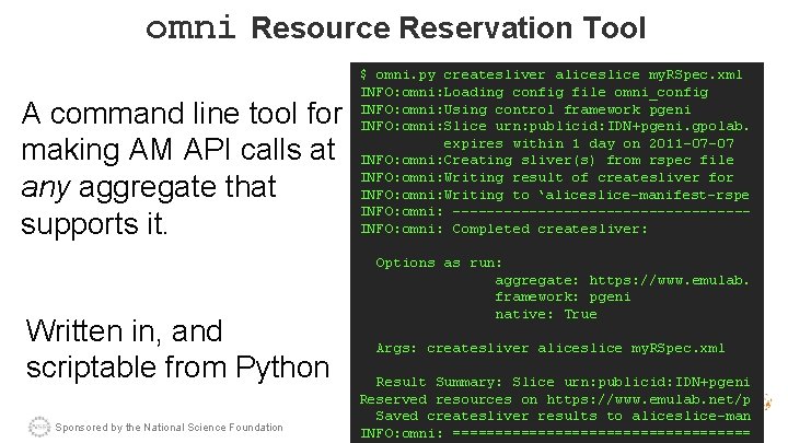 omni Resource Reservation Tool A command line tool for making AM API calls at