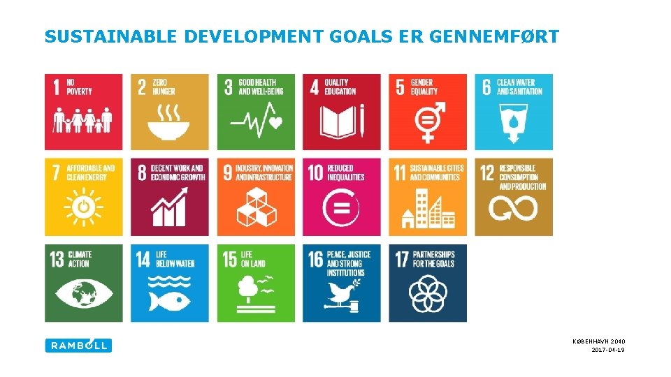 SUSTAINABLE DEVELOPMENT GOALS ER GENNEMFØRT KØBENHAVN 2040 2017 -04 -19 