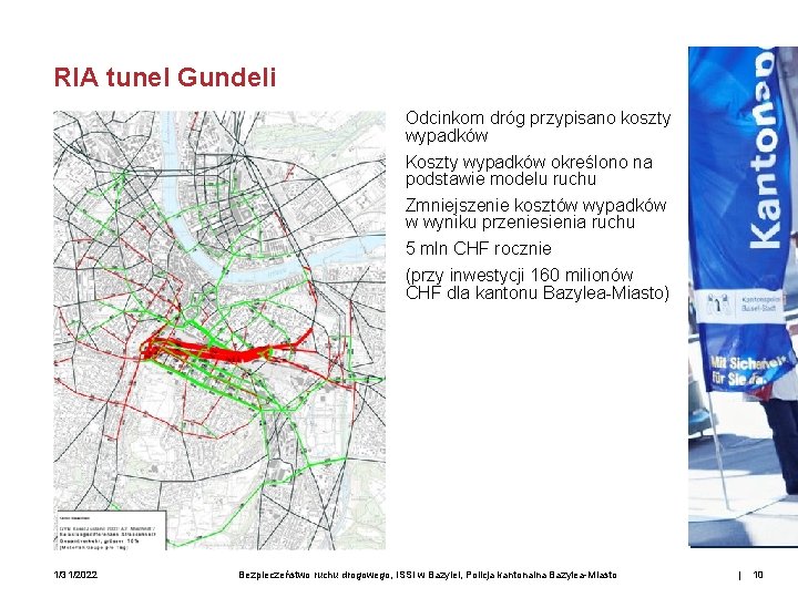 RIA tunel Gundeli Odcinkom dróg przypisano koszty wypadków Koszty wypadków określono na podstawie modelu