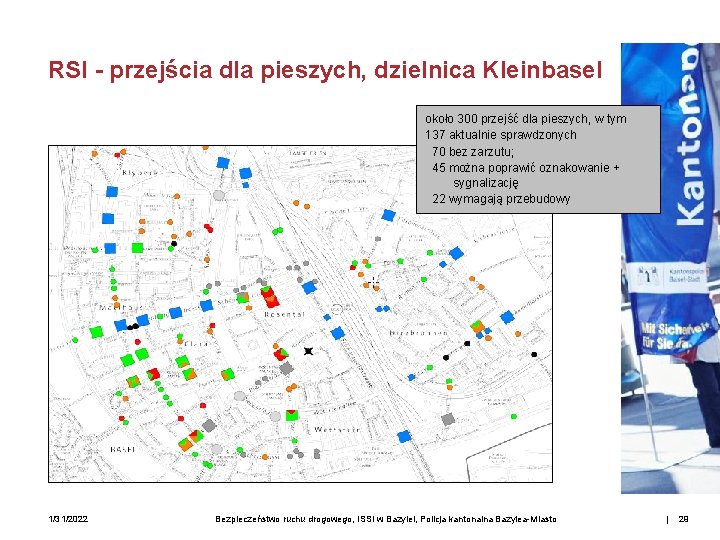 RSI - przejścia dla pieszych, dzielnica Kleinbasel około 300 przejść dla pieszych, w tym