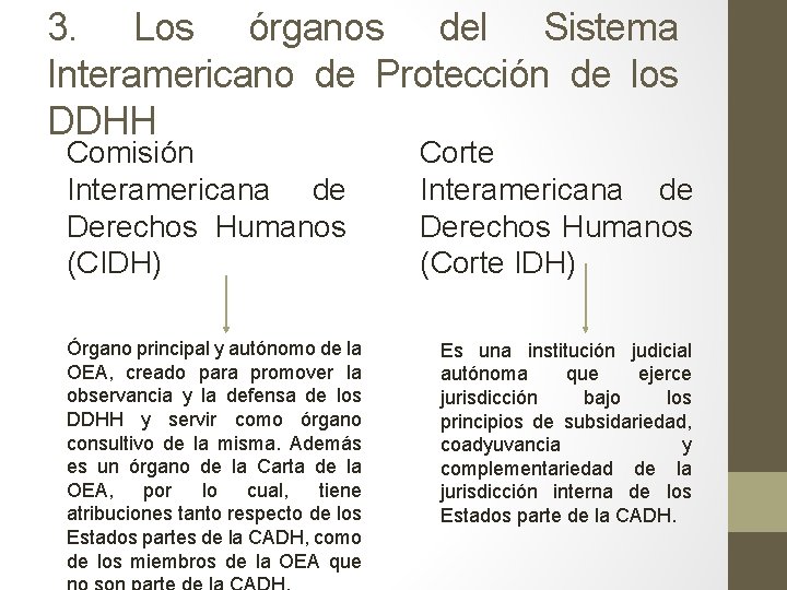 3. Los órganos del Sistema Interamericano de Protección de los DDHH Comisión Interamericana de