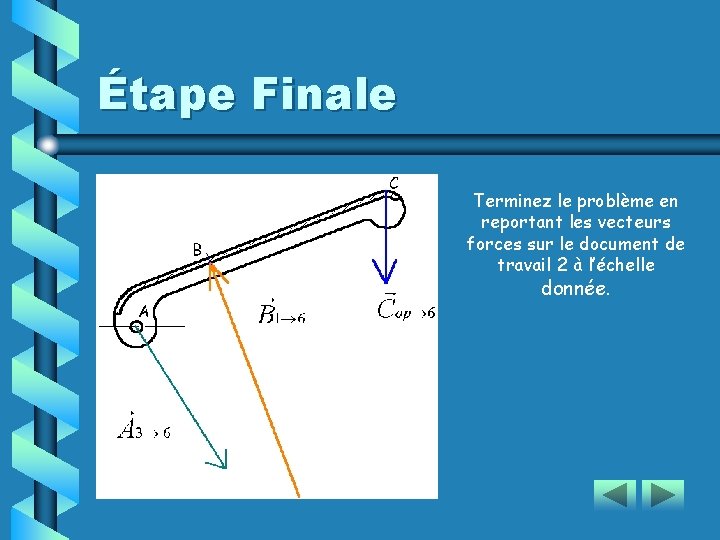 Étape Finale Terminez le problème en reportant les vecteurs forces sur le document de