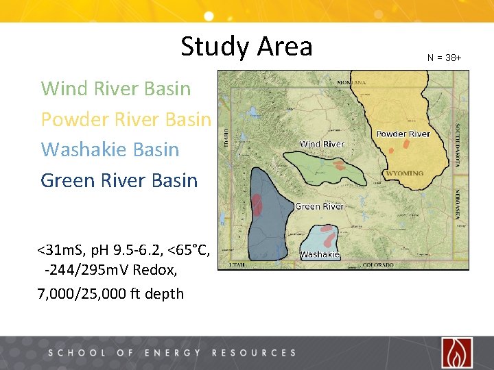 Study Area Wind River Basin Powder River Basin Washakie Basin Green River Basin <31