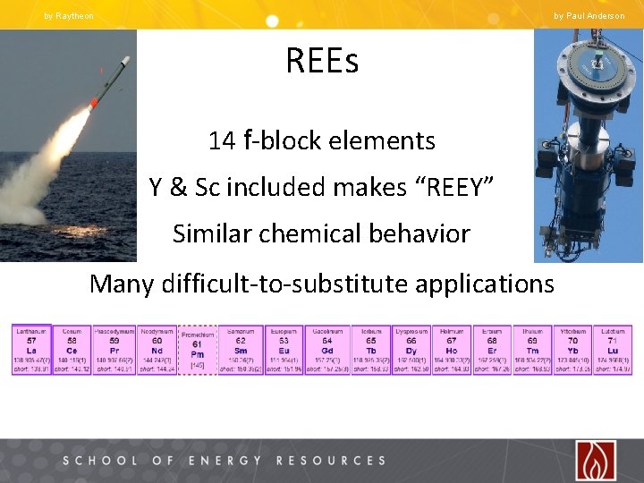 by Raytheon by Paul Anderson REEs 14 f-block elements Y & Sc included makes