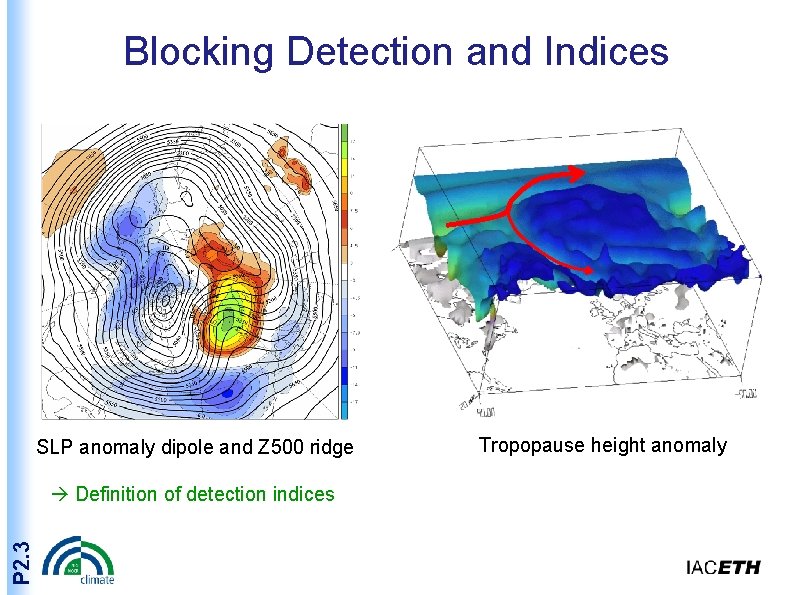 Blocking Detection and Indices SLP anomaly dipole and Z 500 ridge P 2. 3