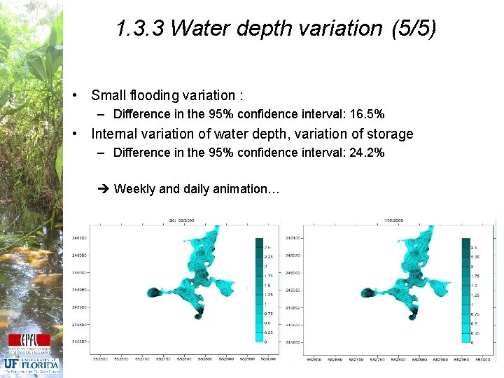 1. 3. 3 Water depth variation (5/5) • Small flooding variation : – Difference