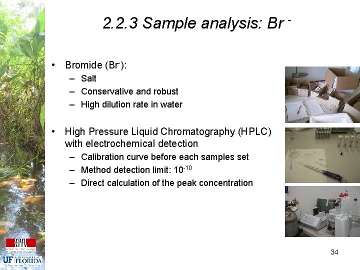 2. 2. 3 Sample analysis: Br • Bromide (Br-): – Salt – Conservative and