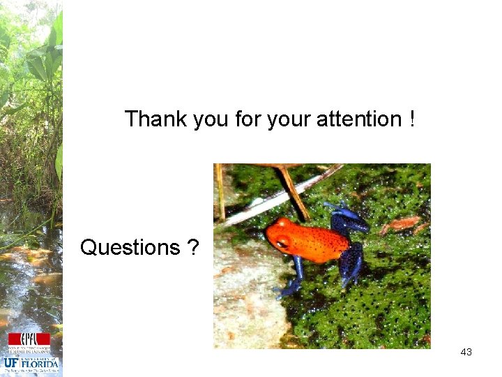 Thank you for your attention ! Questions ? 43 