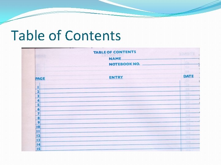 Table of Contents 