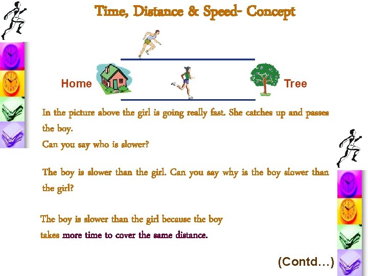 Time, Distance & Speed- Concept Home Tree In the picture above the girl is