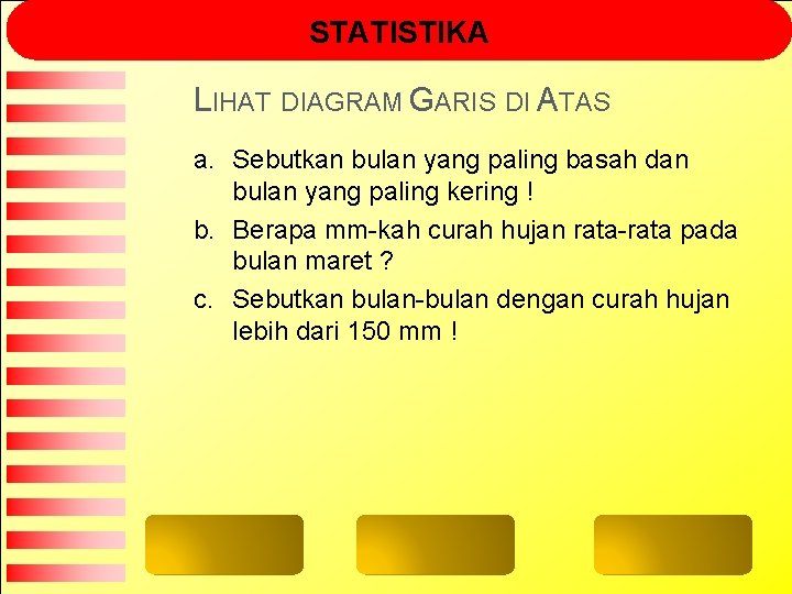 STATISTIKA LIHAT DIAGRAM GARIS DI ATAS a. Sebutkan bulan yang paling basah dan bulan