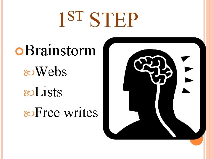 ST 1 STEP Brainstorm Webs Lists Free writes 
