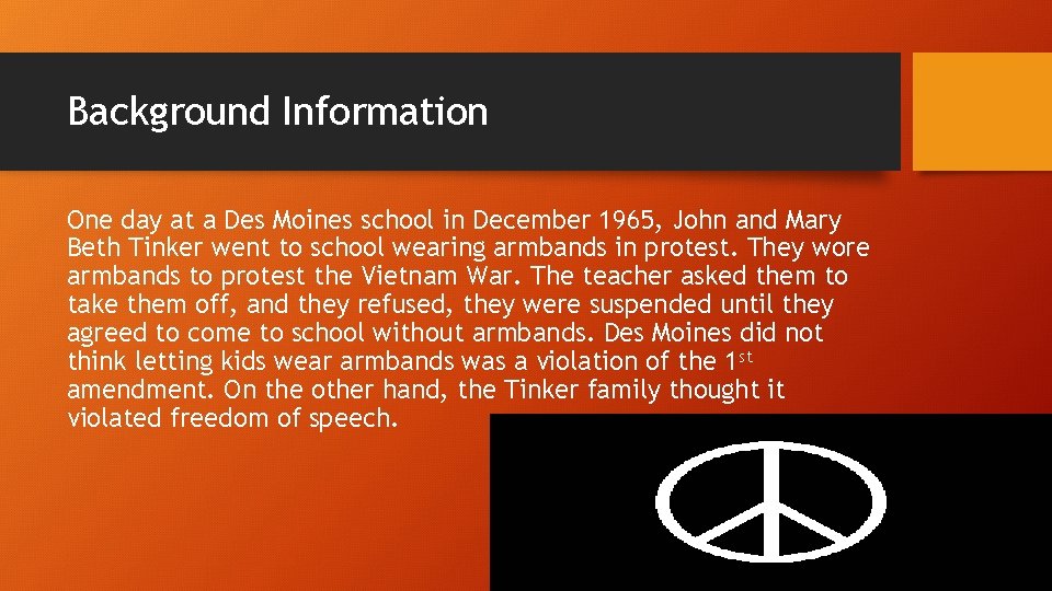 Background Information One day at a Des Moines school in December 1965, John and