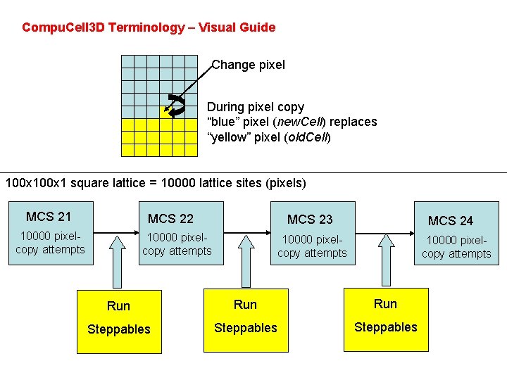 Compu. Cell 3 D Terminology – Visual Guide Change pixel During pixel copy “blue”