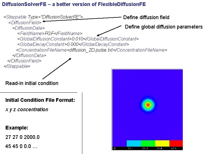 Diffusion. Solver. FE – a better version of Flexible. Diffusion. FE <Steppable Type="Diffusion. Solver.