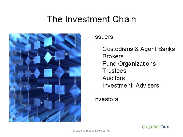 The Investment Chain Issuers Custodians & Agent Banks Brokers Fund Organizations Trustees Auditors Investment