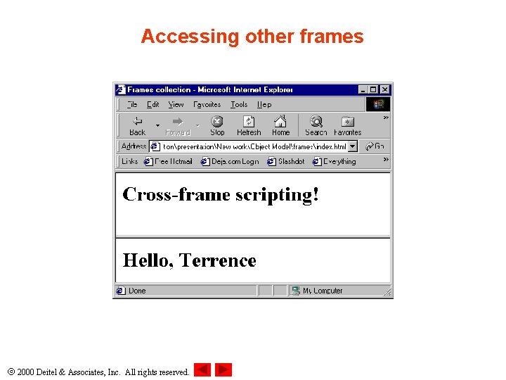Accessing other frames 2000 Deitel & Associates, Inc. All rights reserved. 