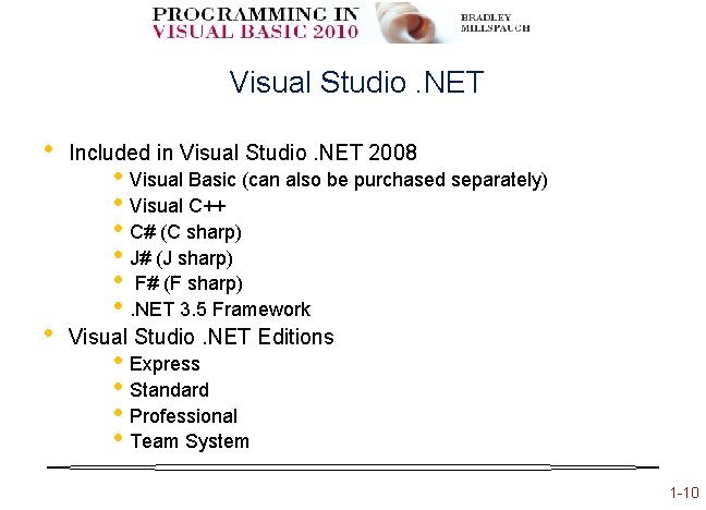 Visual Studio. NET • Included in Visual Studio. NET 2008 • Visual Studio. NET