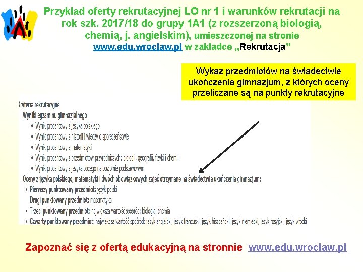 Przykład oferty rekrutacyjnej LO nr 1 i warunków rekrutacji na rok szk. 2017/18 do