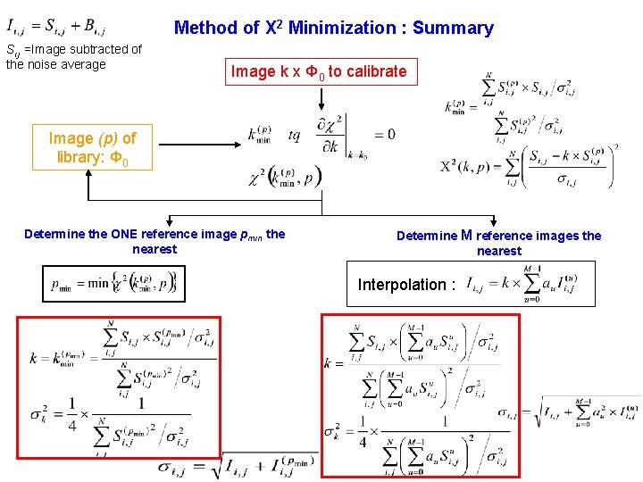 Method of Х 2 Minimization : Summary Si, j =Image subtracted of the noise