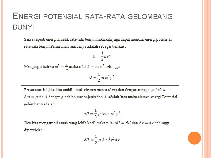 ENERGI POTENSIAL RATA-RATA GELOMBANG BUNYI 