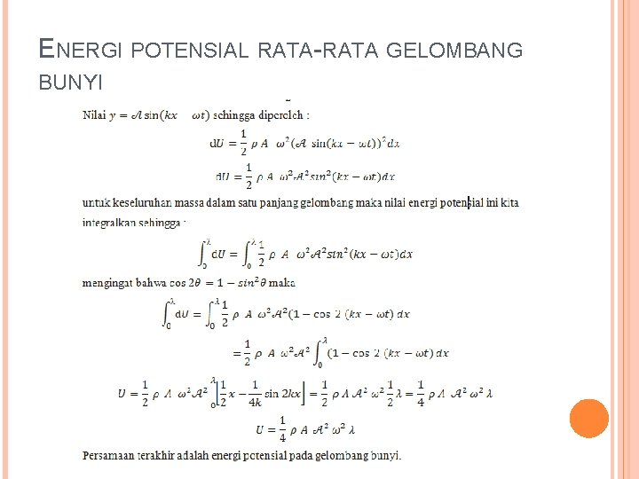 ENERGI POTENSIAL RATA-RATA GELOMBANG BUNYI 