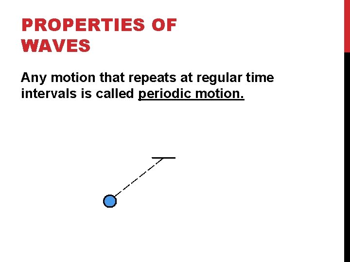 PROPERTIES OF WAVES Any motion that repeats at regular time intervals is called periodic