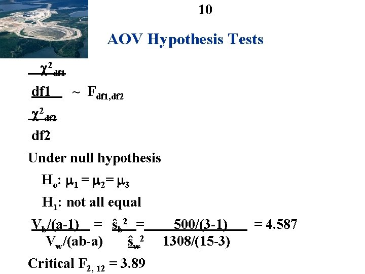 10 AOV Hypothesis Tests 2 df 1 ~ Fdf 1, df 2 2 df