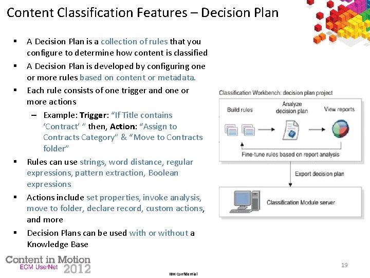 Content Classification Features – Decision Plan § § § A Decision Plan is a