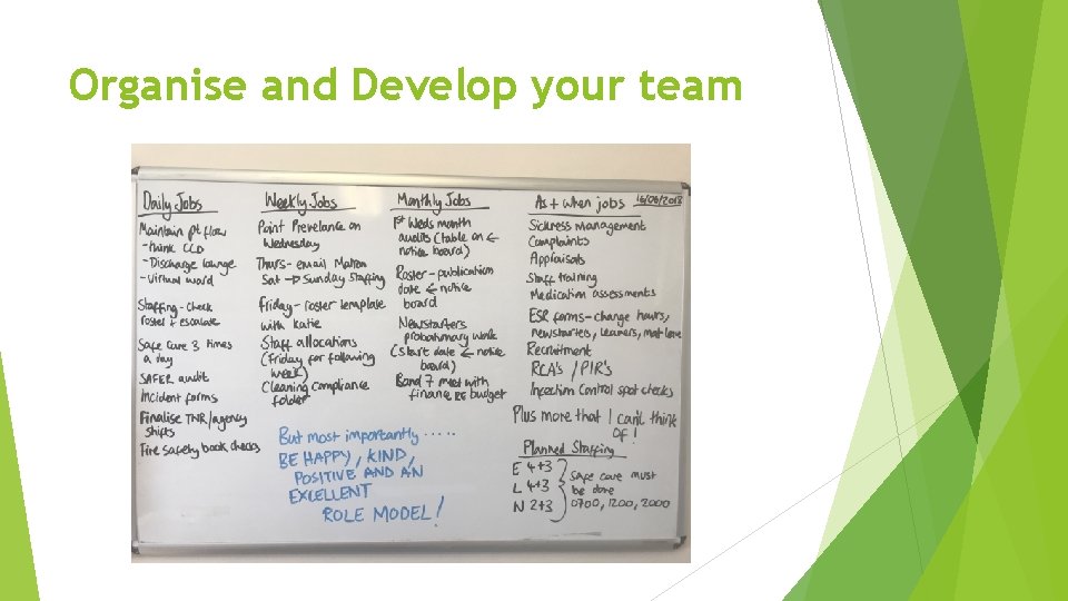 Organise and Develop your team 