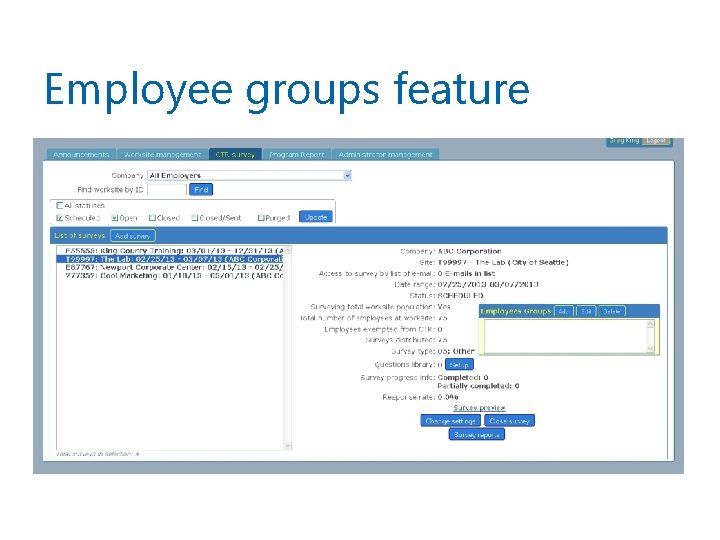 Employee groups feature 