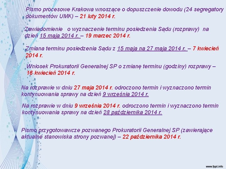Pismo procesowe Krakowa wnoszące o dopuszczenie dowodu (24 segregatory dokumentów UMK) – 21 luty