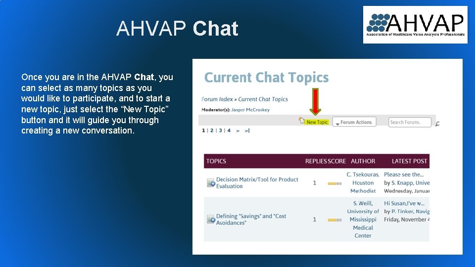 AHVAP Chat Once you are in the AHVAP Chat, you can select as many